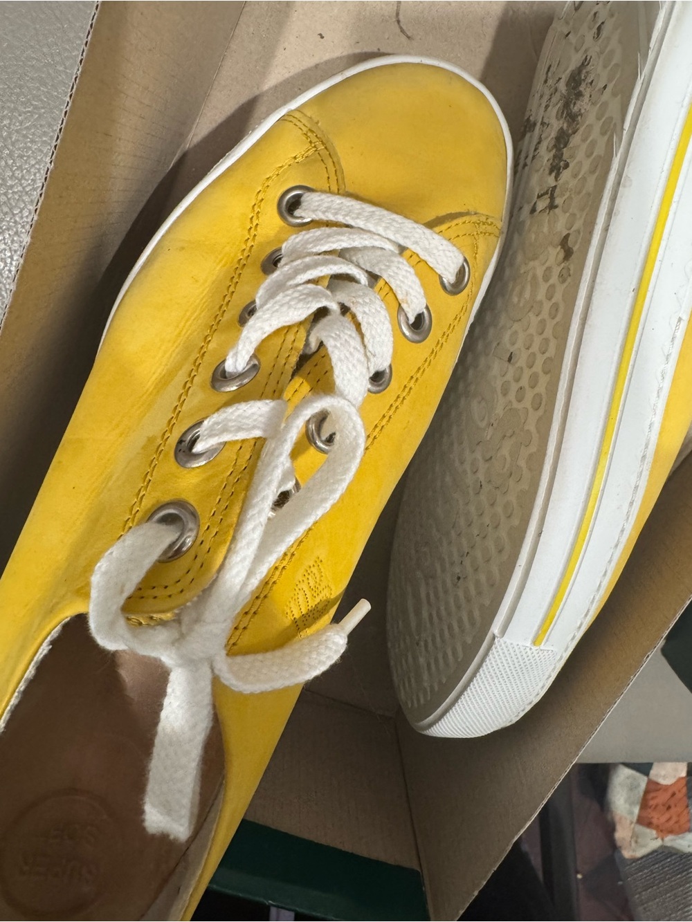 Paul Green Yellow Ally Nubuck Low-Top Lace-Up Sneakers - Picture 5 of 7